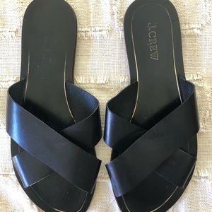 Black leather sandals